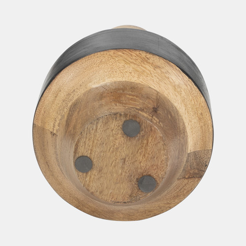 18470-01#Mango Wood, 11" 2-tone Vase, Brown/black