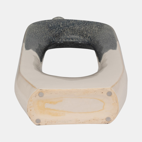 18474-03#Cer, 26" Curvy Open Cut-out Vase, Blue/white