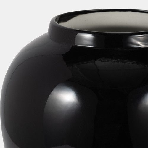 18477-02#Cer, 18" Temple Jar, Black/gold