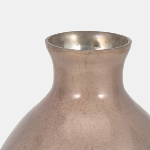 18492-01#Glass, 15" Bulbous Vase, Champagne