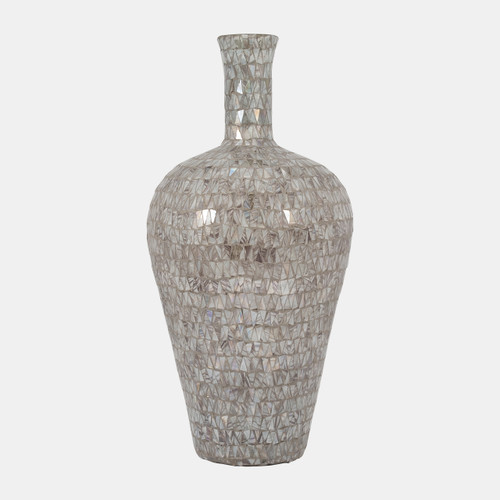 18494-02#Glass, 24" Mosaic Vase, Brown Quartz