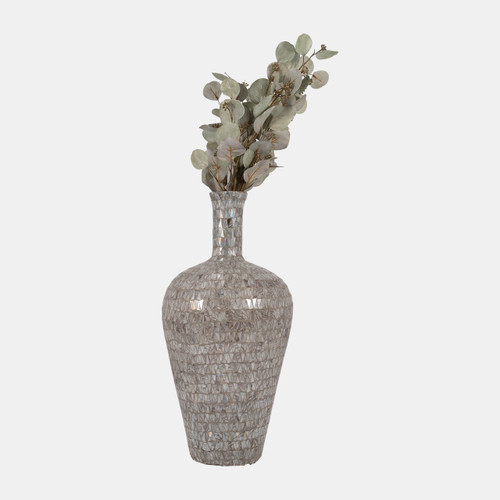 18494-02#Glass, 24" Mosaic Vase, Brown Quartz