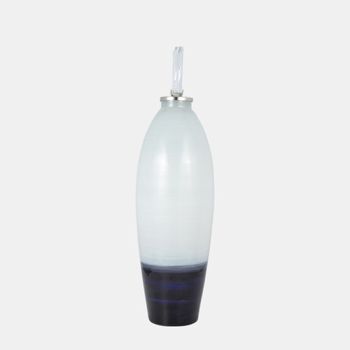 18496-01#Glass, 32" Vase Acrylic Detail, 2-tone White