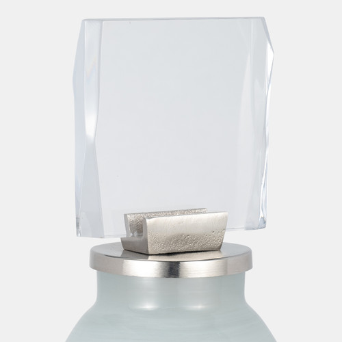 18496-01#Glass, 32" Vase Acrylic Detail, 2-tone White