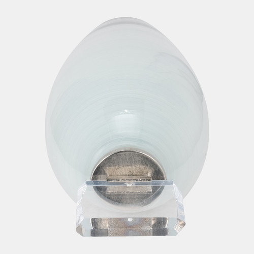 18496-01#Glass, 32" Vase Acrylic Detail, 2-tone White