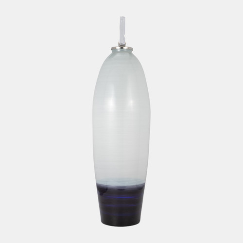 18496-02#Glass, 38" Vase Acrylic Detail, 2-tone White