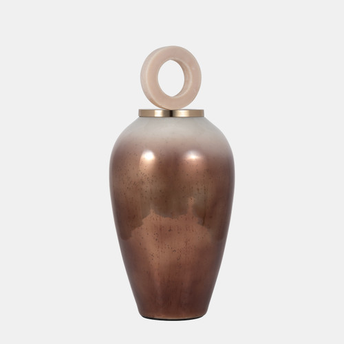 18497-01#Glass, 22" Vase Round Resin Topper, Copper