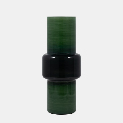 18502-01#Glass, 16" Modern Cylinder Vase, Green