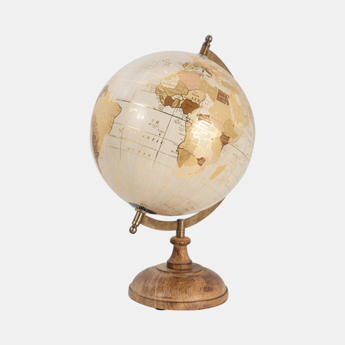 18484#Plastic, 13" Decorative Globe, Gold