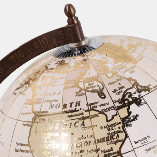 18484#Plastic, 13" Decorative Globe, Gold