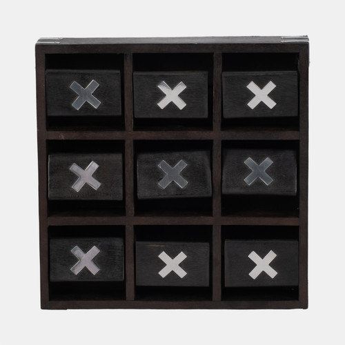 18485-01#Wood, 10x10 Revolving Tic Tac Toe, Black