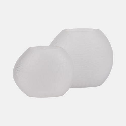 15838-05#Glass 8"h Textured Vase, Frosted White