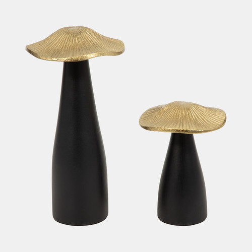 18517-01#Metal, 6" Mushroom Deco, Black/gold
