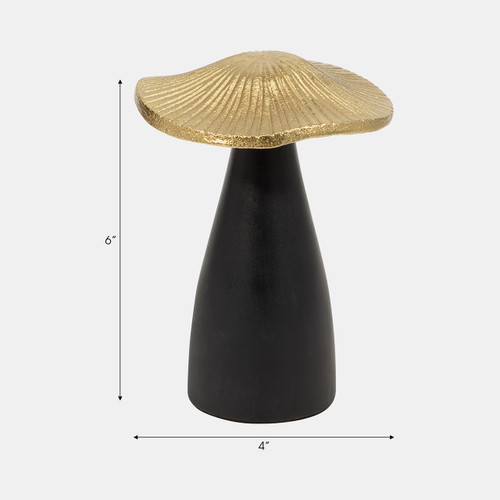 18517-01#Metal, 6" Mushroom Deco, Black/gold