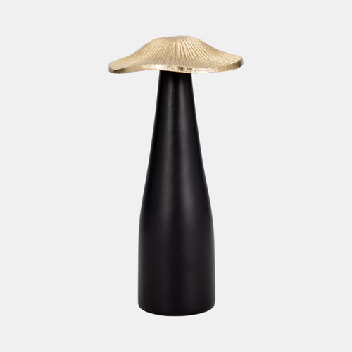 18517-02#Metal, 9" Mushroom Deco, Black/gold