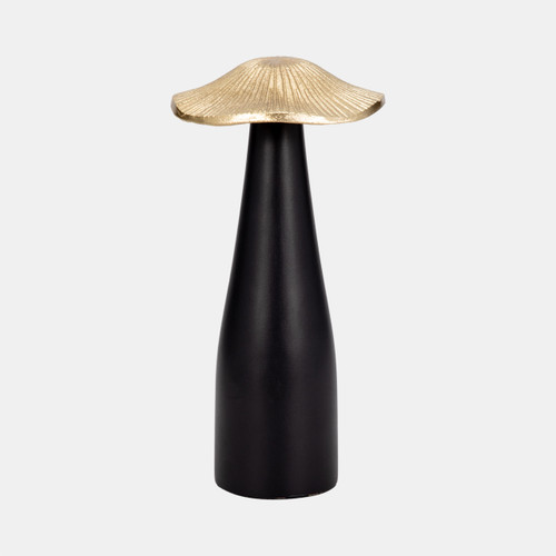 18517-02#Metal, 9" Mushroom Deco, Black/gold