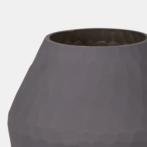18680-02#Glass, 17" 2-tone Hand-cut Vase, Metallic