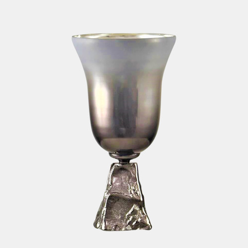 18681-01#Glass, 15" 2-tone Chalice Vase, Metallic Kd