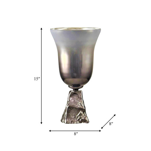 18681-01#Glass, 15" 2-tone Chalice Vase, Metallic Kd