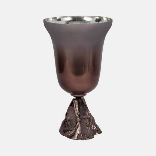 18681-02#Glass, 18" 2-tone Chalice Vase, Metallic Kd