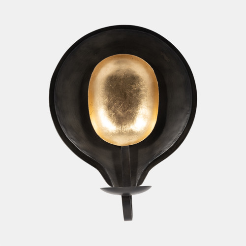 18507-02#Metal, 12" Round Votive Holder, Black/gold