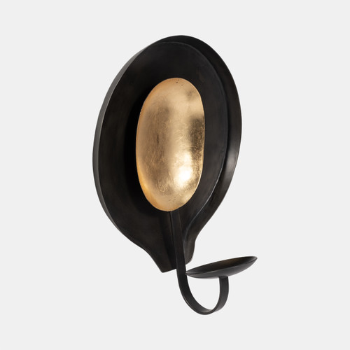 18507-02#Metal, 12" Round Votive Holder, Black/gold