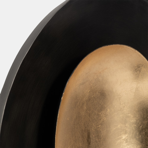 18507-02#Metal, 12" Round Votive Holder, Black/gold