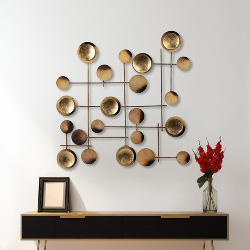 18511#Metal, 29" Circles Metal Wall Deco, Gold