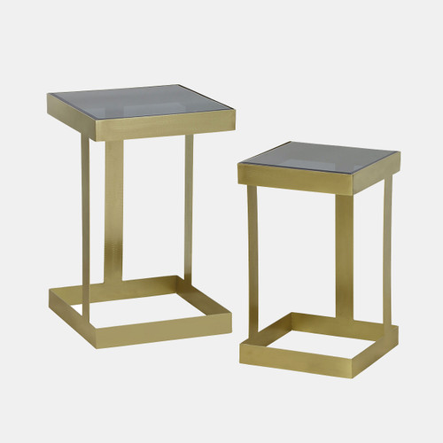 18527#Metal, S/2 20/22" Square Contemporary Side Tables,
