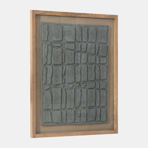 18530#28x35 Paper Mache Wall Art Framed Glass, Dk Gray