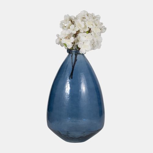 18554-02#Glass, 15" Balloon Vase, Blue