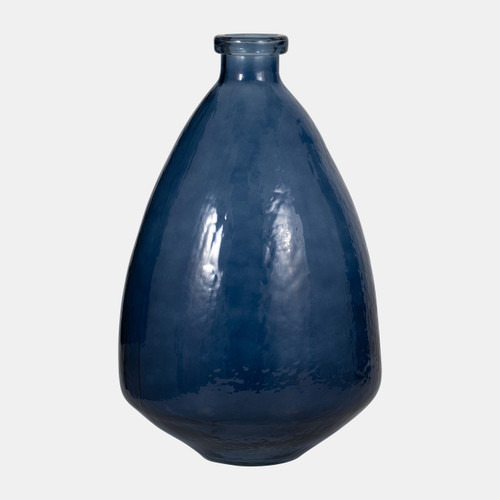 18554-03#Glass, 19" Balloon Vase, Blue