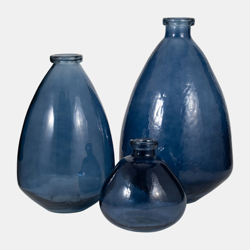 18554-03#Glass, 19" Balloon Vase, Blue