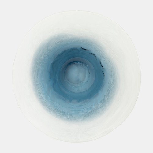 18558#Glass, 12l" Blue Waters Bowl, Blue/white