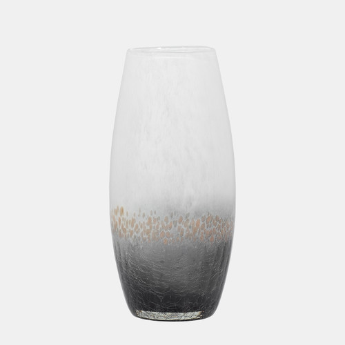 18559-02#Glass, 11" Crackle Vase, Multi