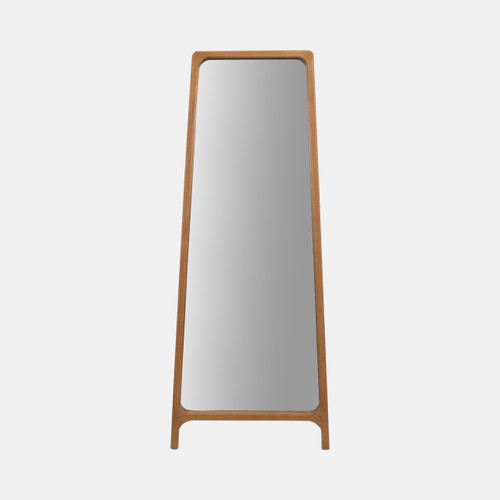 18574#Wood, 28x71 Wood Frame Floor Mirror On Stand, Natu