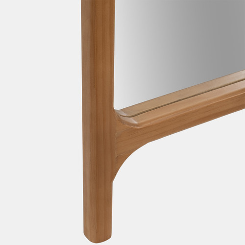 18574#Wood, 28x71 Wood Frame Floor Mirror On Stand, Natu