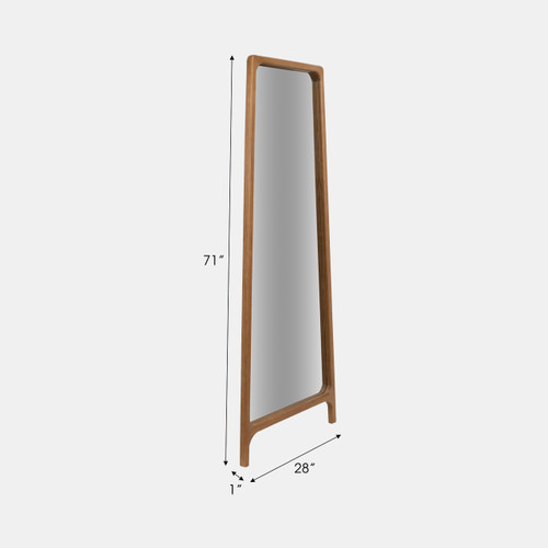18574#Wood, 28x71 Wood Frame Floor Mirror On Stand, Natu
