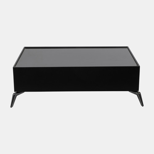 18548#Wood/glass, 47x16" Coffee Table, Blk, Kd