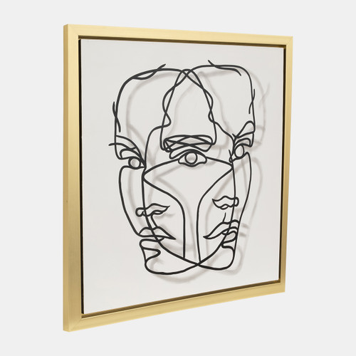 70289-01#47x47,gld Frame Hand Painted Face Illusion,wht/blk