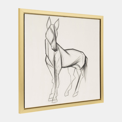 70296-02#47x47, Hand Painted Elegant Horse Sketch, Blk/wht