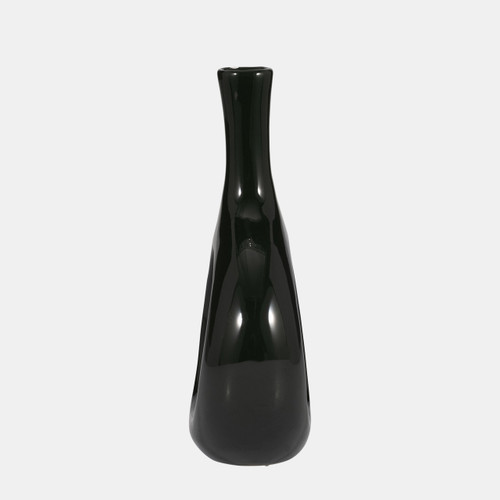 18587-03#Cer, 9" Curved Open Cut Out Vase, Green