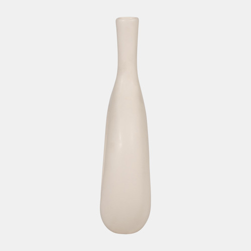 18588-01#Cer, 12" Curved Open Cut Out Vase, Cotton