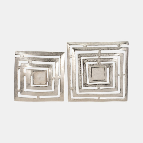 18600-01#Metal, S/2 14/17" Cut-out Plates, Silver