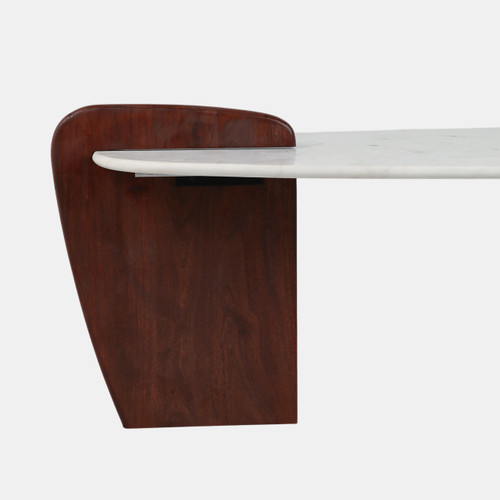 18605#Marble/wood, 53" Modern Coffee Table, White Kd, 2b