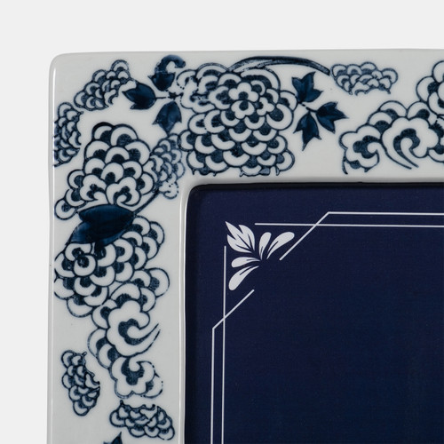 18621-02#Cer, 5x7 Chinoiserie Photo Frame, Blue/white