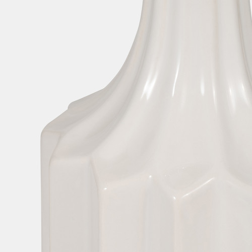 18630-02#Cer, 16" Fluted Vase, White