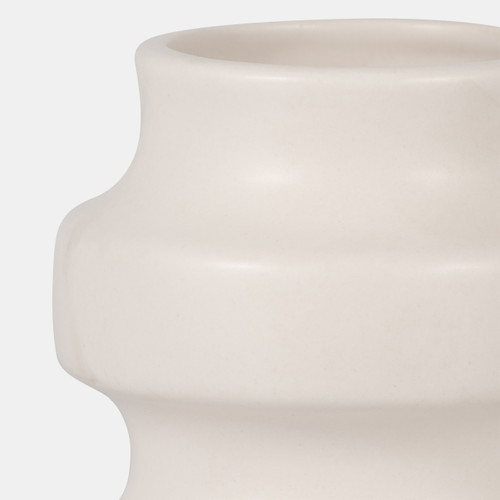 18644-03#Cer, 9" Tiered Vase, White