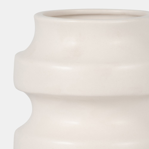 18644-04#Cer, 11" Tiered Vase, White