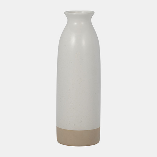 18646#Cer, 10" Flower Field Vase, Ivory